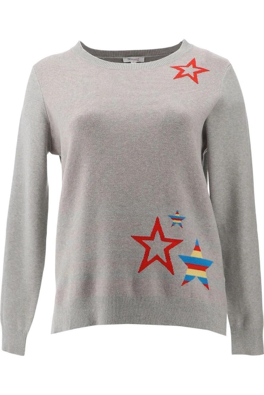 Skinnygirl Women's Novelty Sweater Top Heather Gray - Regular